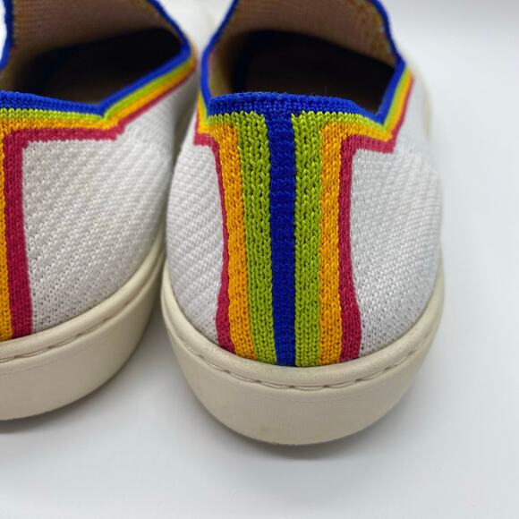 Rothy's Women's size 10 White Rainbow Slip On Shoes Colorful Preppy Casual - Picture 5 of 8